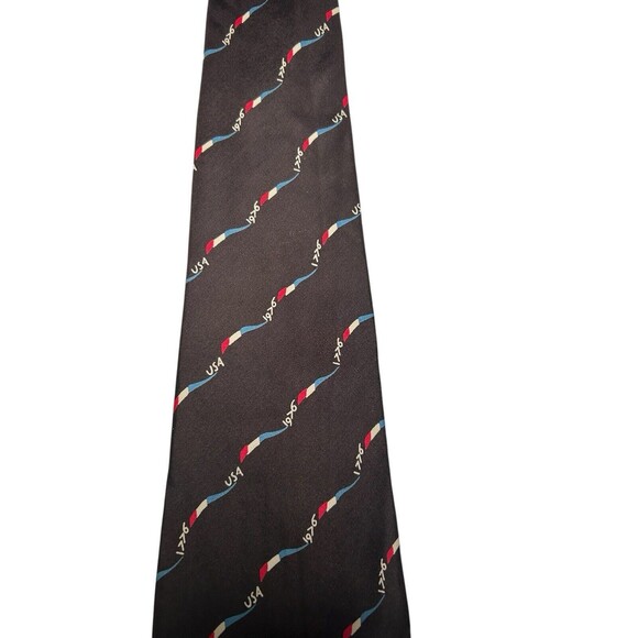 VINTAGE Bicentennial Necktie Dark Grey 1776 1976 Gino Pompeii Silk Made In Italy - Picture 5 of 16